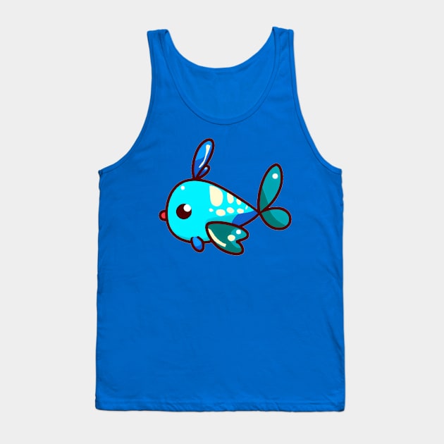 Cute Blue Glowing Fish Tank Top by egul